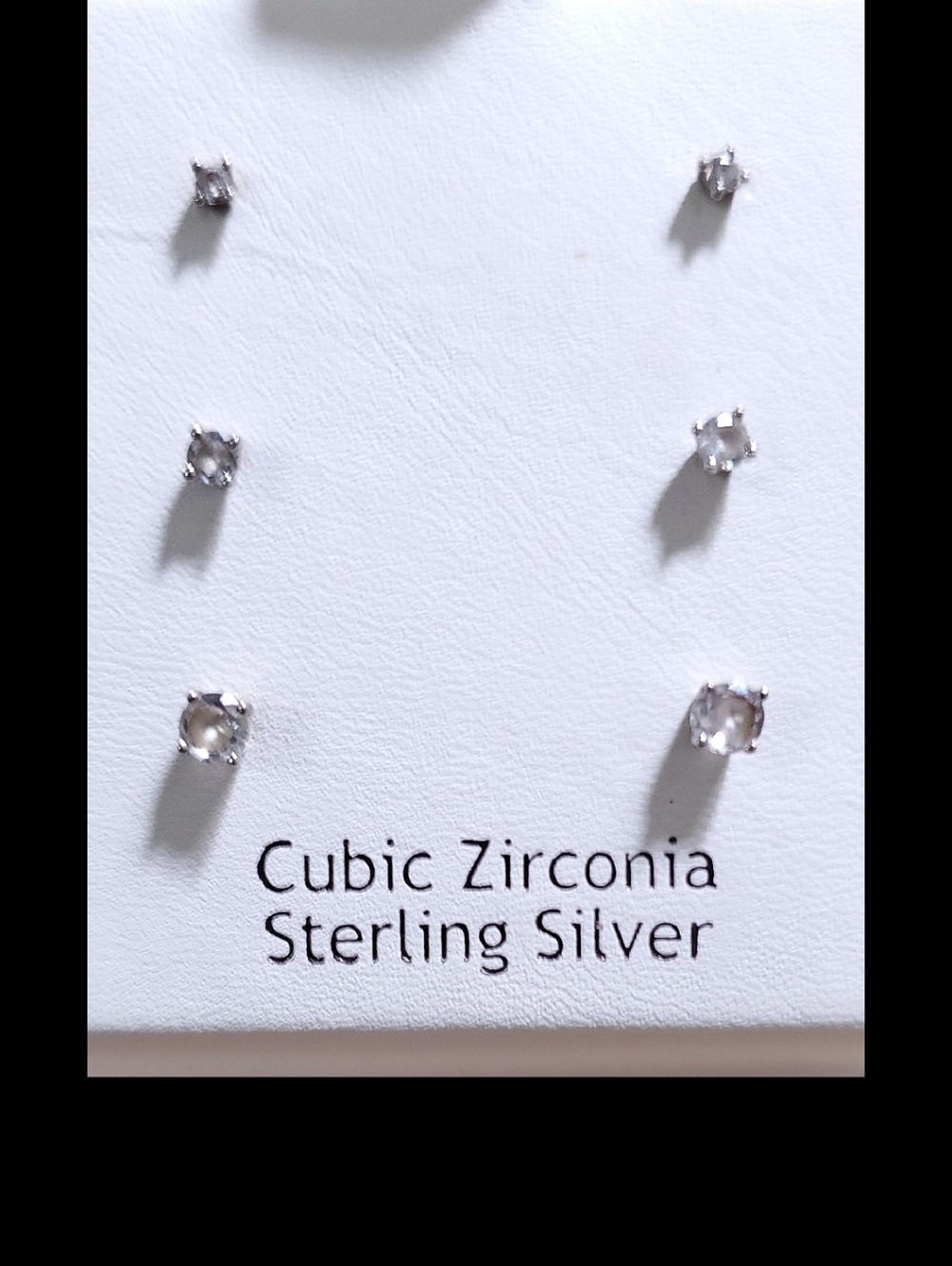 Sterling Silver White Cubic Zirconia Earrings Set 1/8 ct 1/4 ct 1/2 ct
